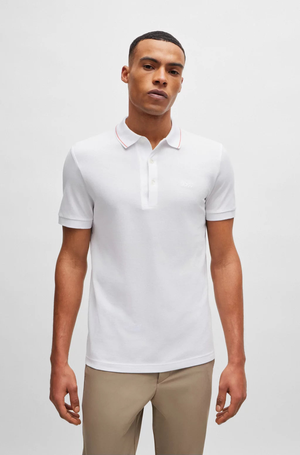 BOSS Cotton-piqué slim-fit polo shirt with tonal logo