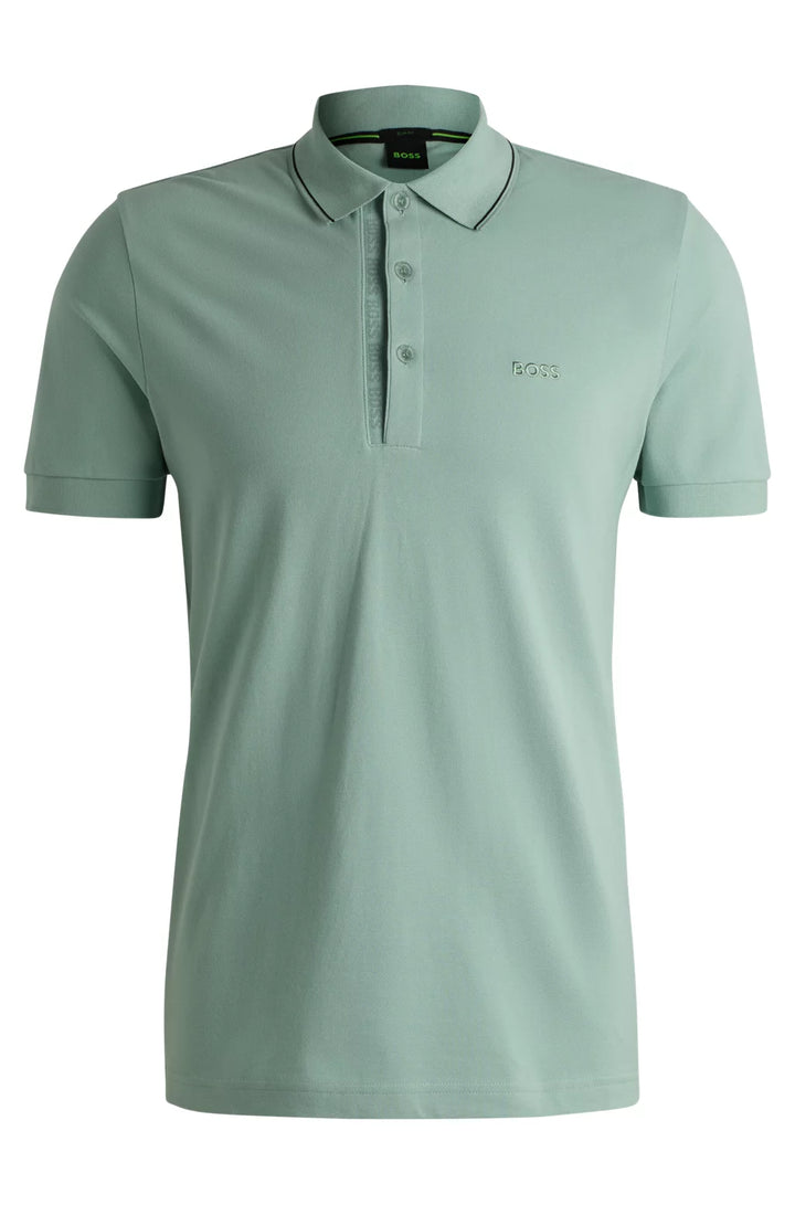 BOSS Cotton-piqué slim-fit polo shirt with tonal logo
