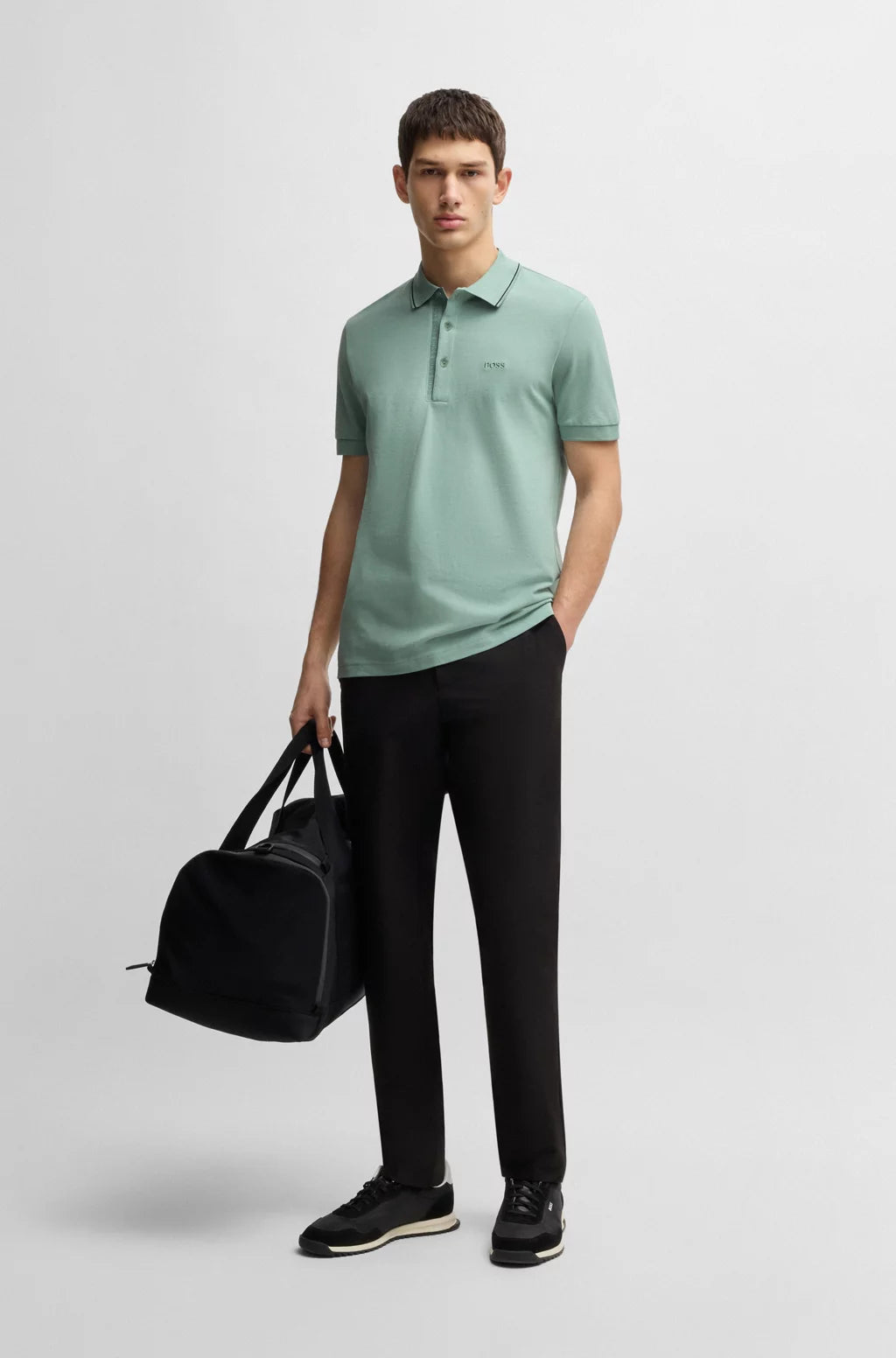 BOSS Cotton-piqué slim-fit polo shirt with tonal logo