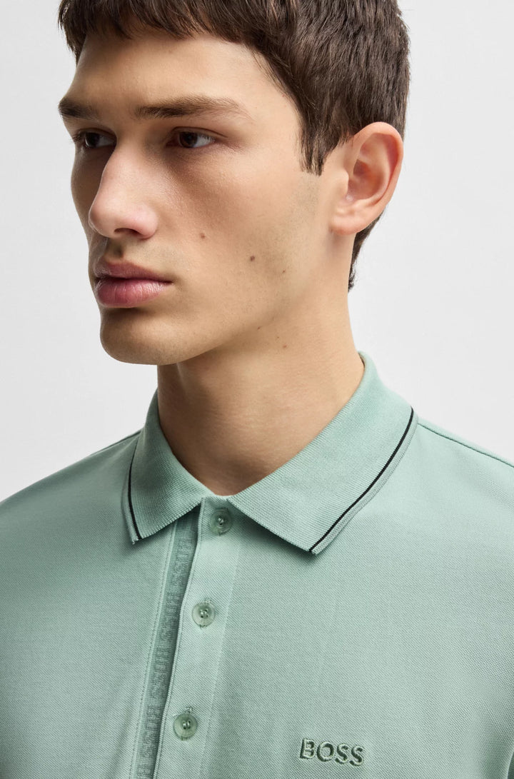 BOSS Cotton-piqué slim-fit polo shirt with tonal logo