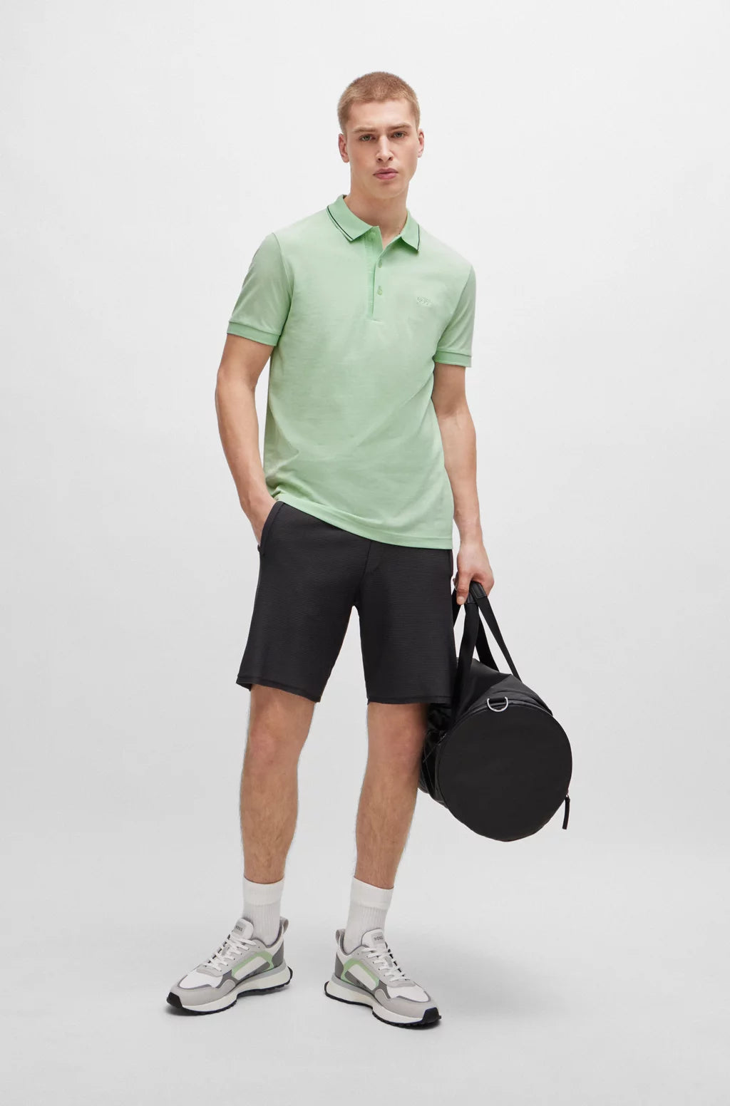 BOSS Cotton-piqué slim-fit polo shirt with tonal logo