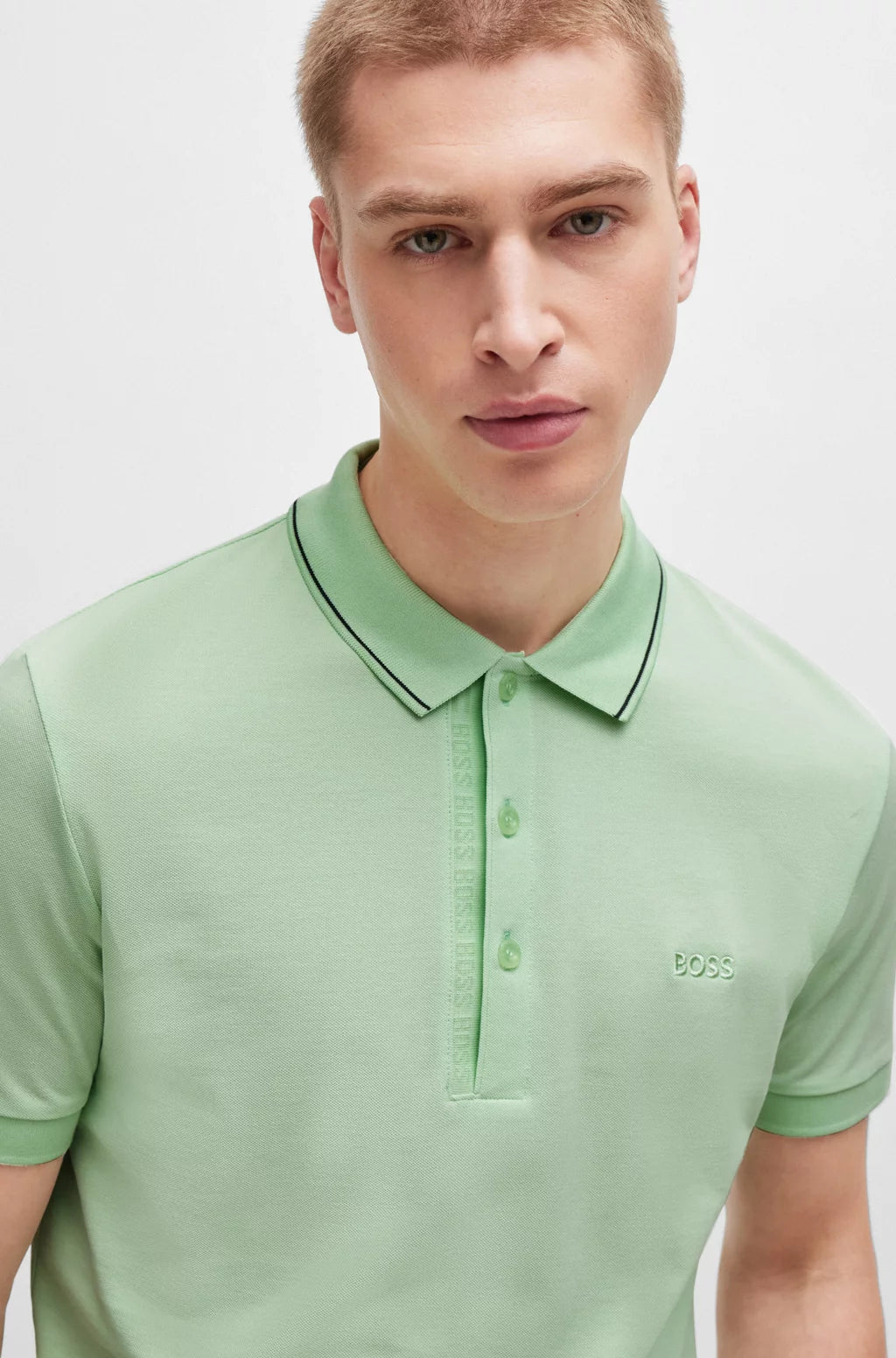 BOSS Cotton-piqué slim-fit polo shirt with tonal logo