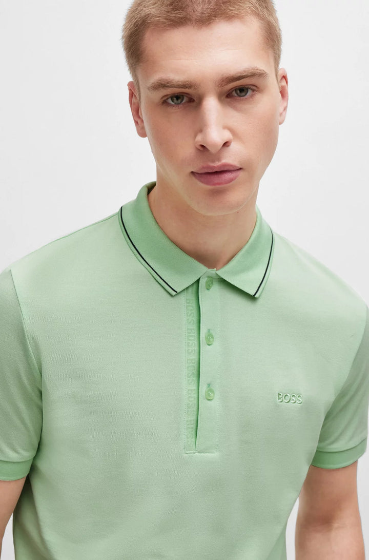 BOSS Cotton-piqué slim-fit polo shirt with tonal logo