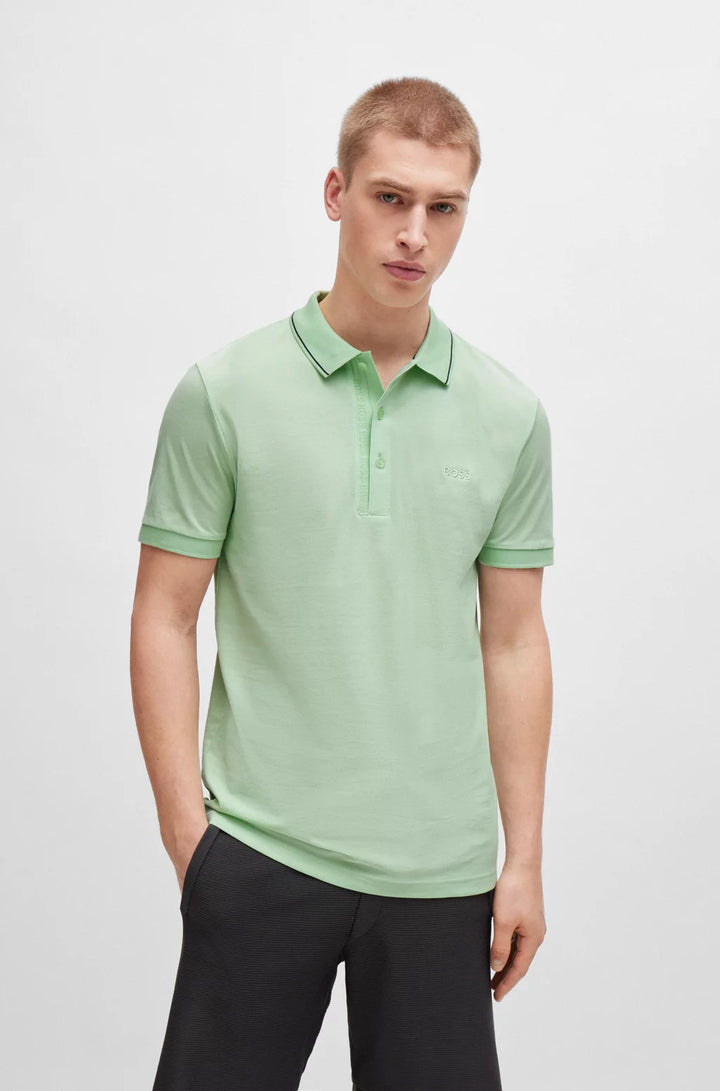 BOSS Cotton-piqué slim-fit polo shirt with tonal logo