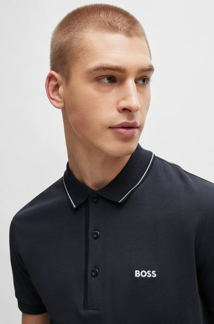 BOSS Cotton-piqué slim-fit polo shirt with tonal logo