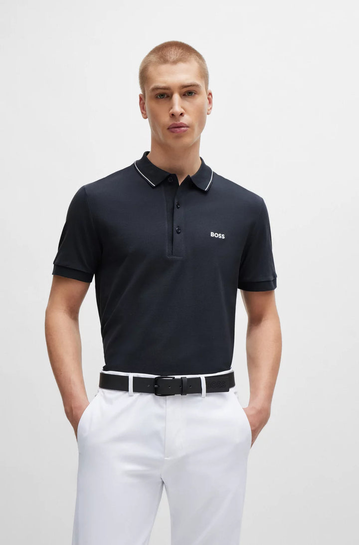 BOSS Cotton-piqué slim-fit polo shirt with tonal logo