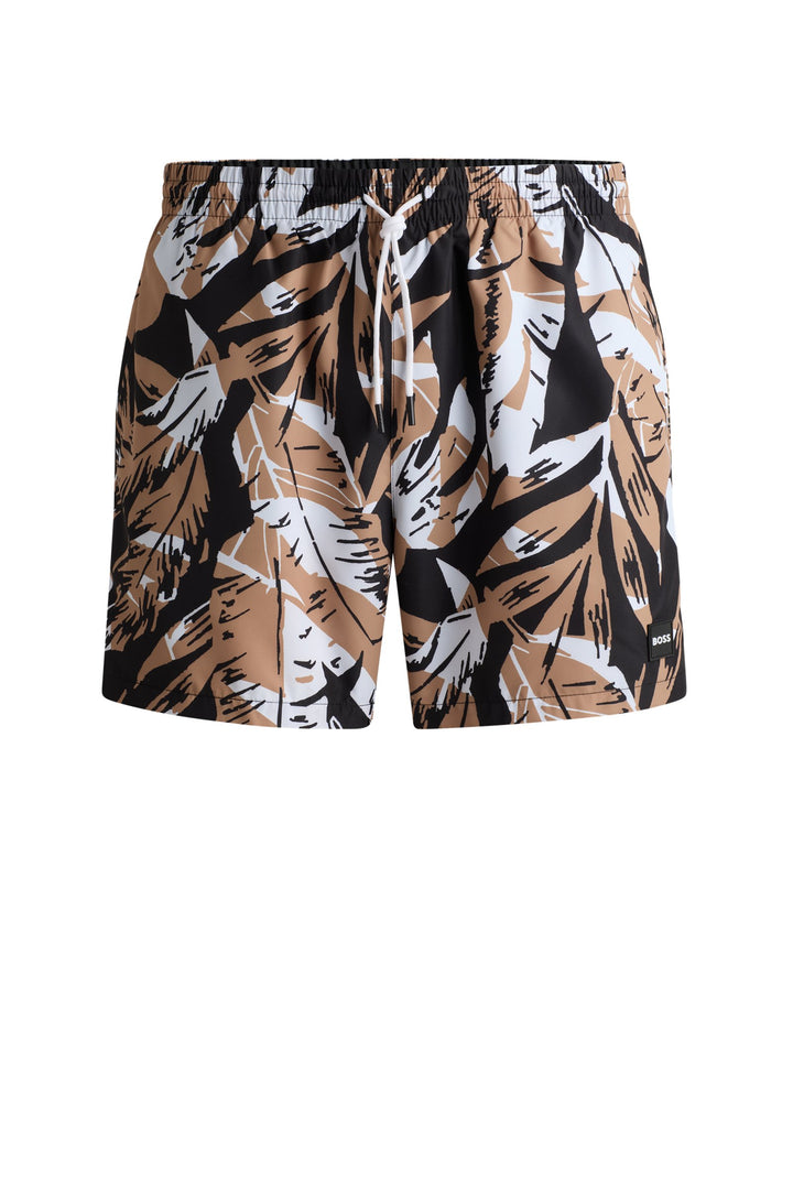 Boss Fully lined swim shorts with seasonal print