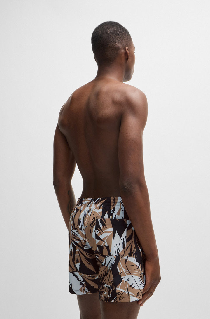 Boss Fully lined swim shorts with seasonal print
