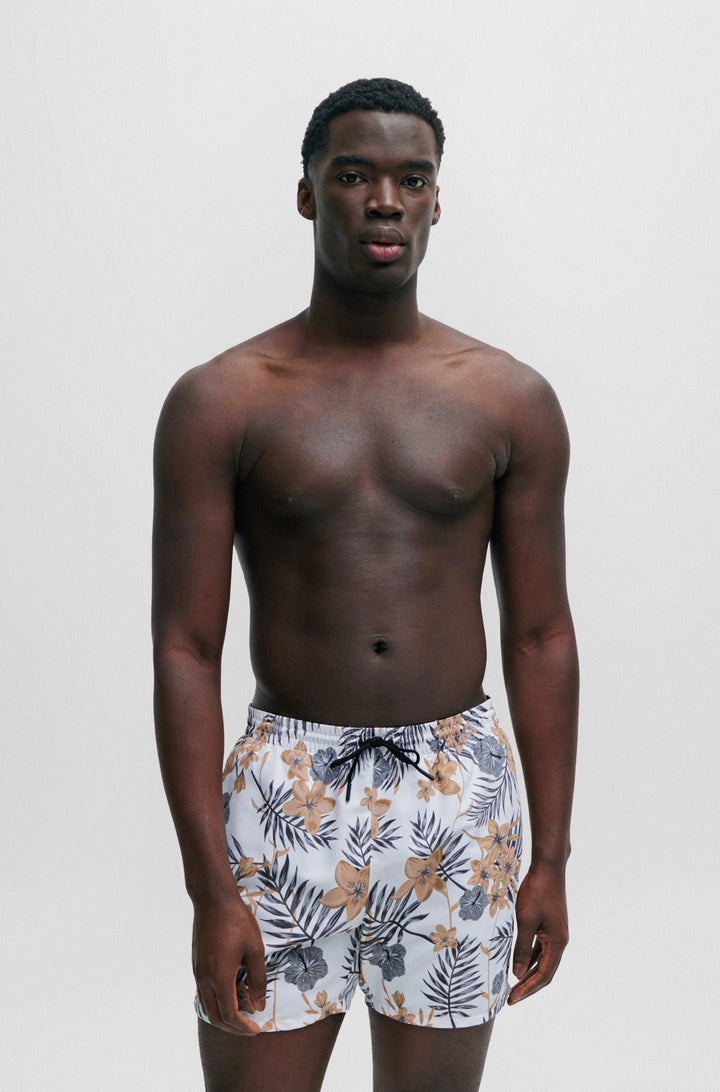 Boss Fully lined swim shorts with seasonal print