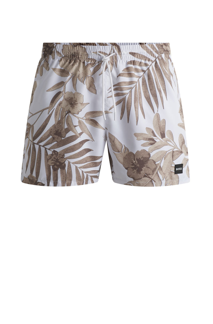 Boss Fully lined swim shorts with seasonal print