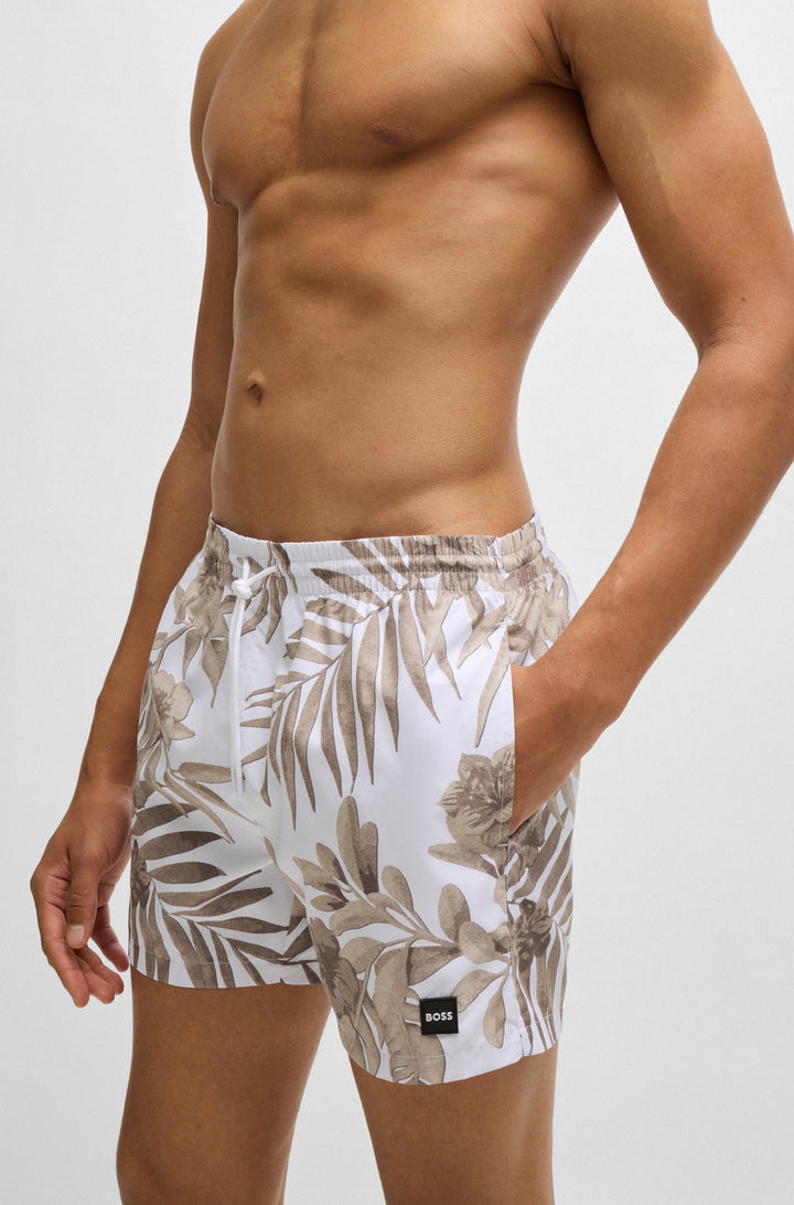 Boss Fully lined swim shorts with seasonal print