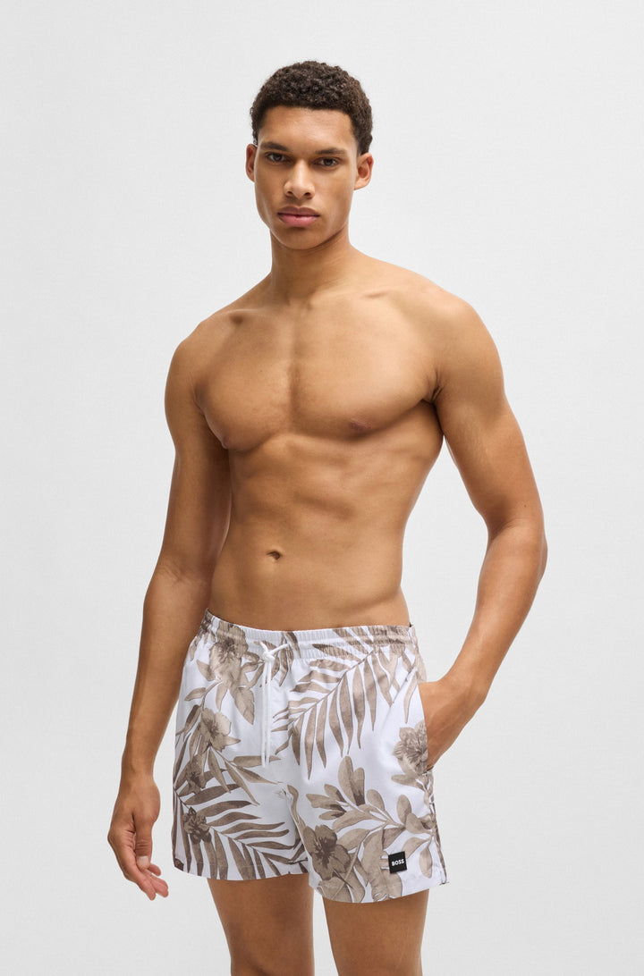 Boss Fully lined swim shorts with seasonal print