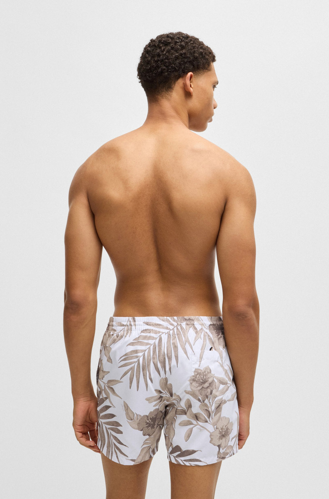 Boss Fully lined swim shorts with seasonal print
