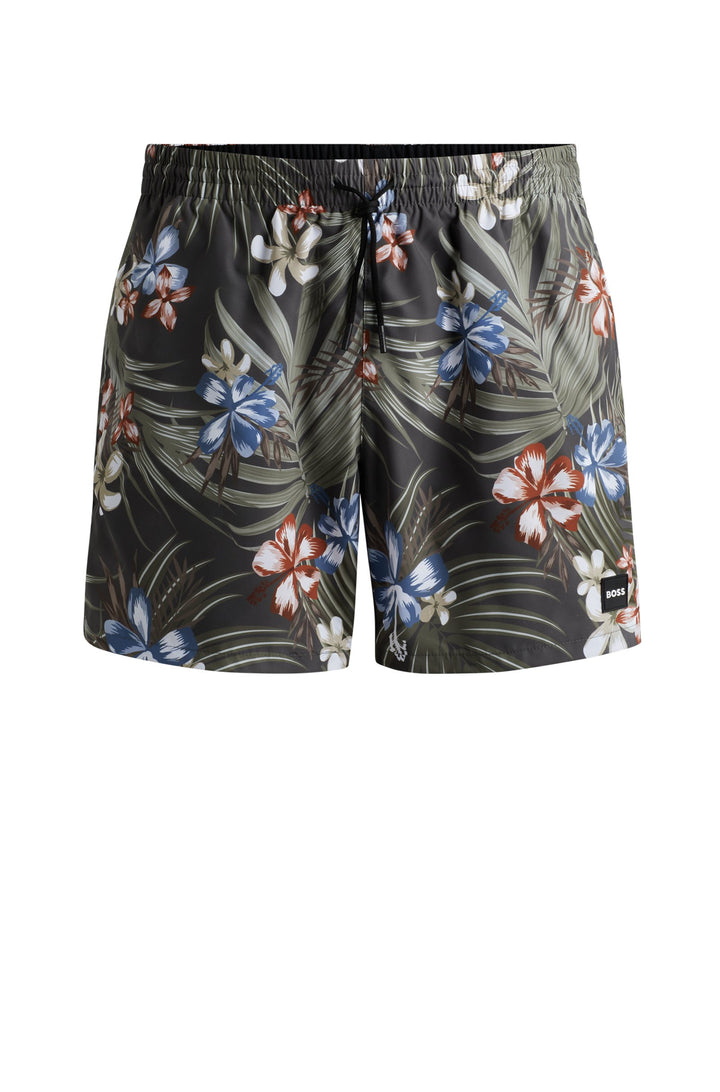 Boss Fully lined swim shorts with seasonal print