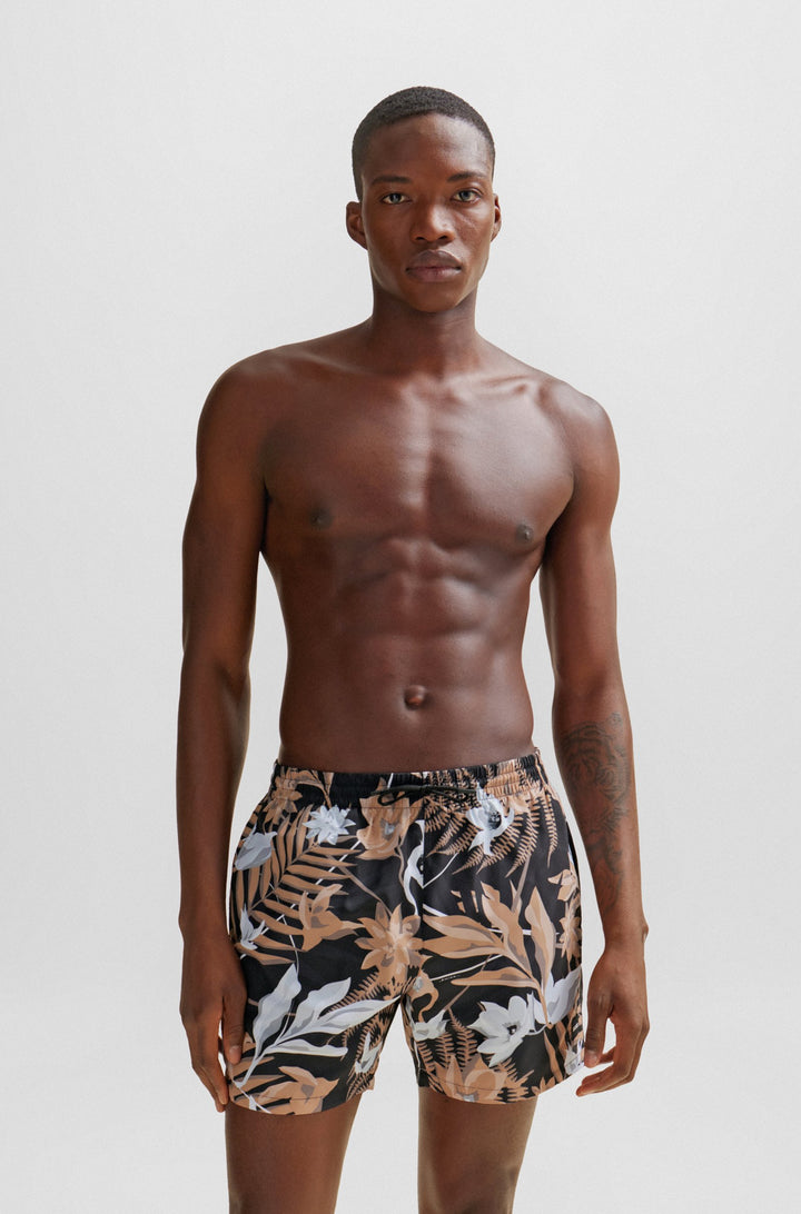Boss Fully lined swim shorts with seasonal print