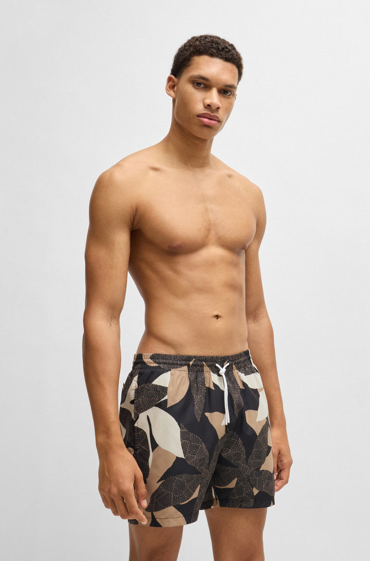 Boss Fully lined swim shorts with seasonal print