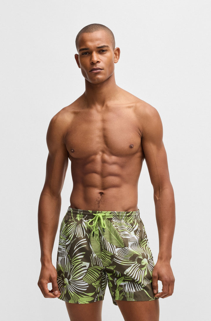 Boss Fully lined swim shorts with seasonal print