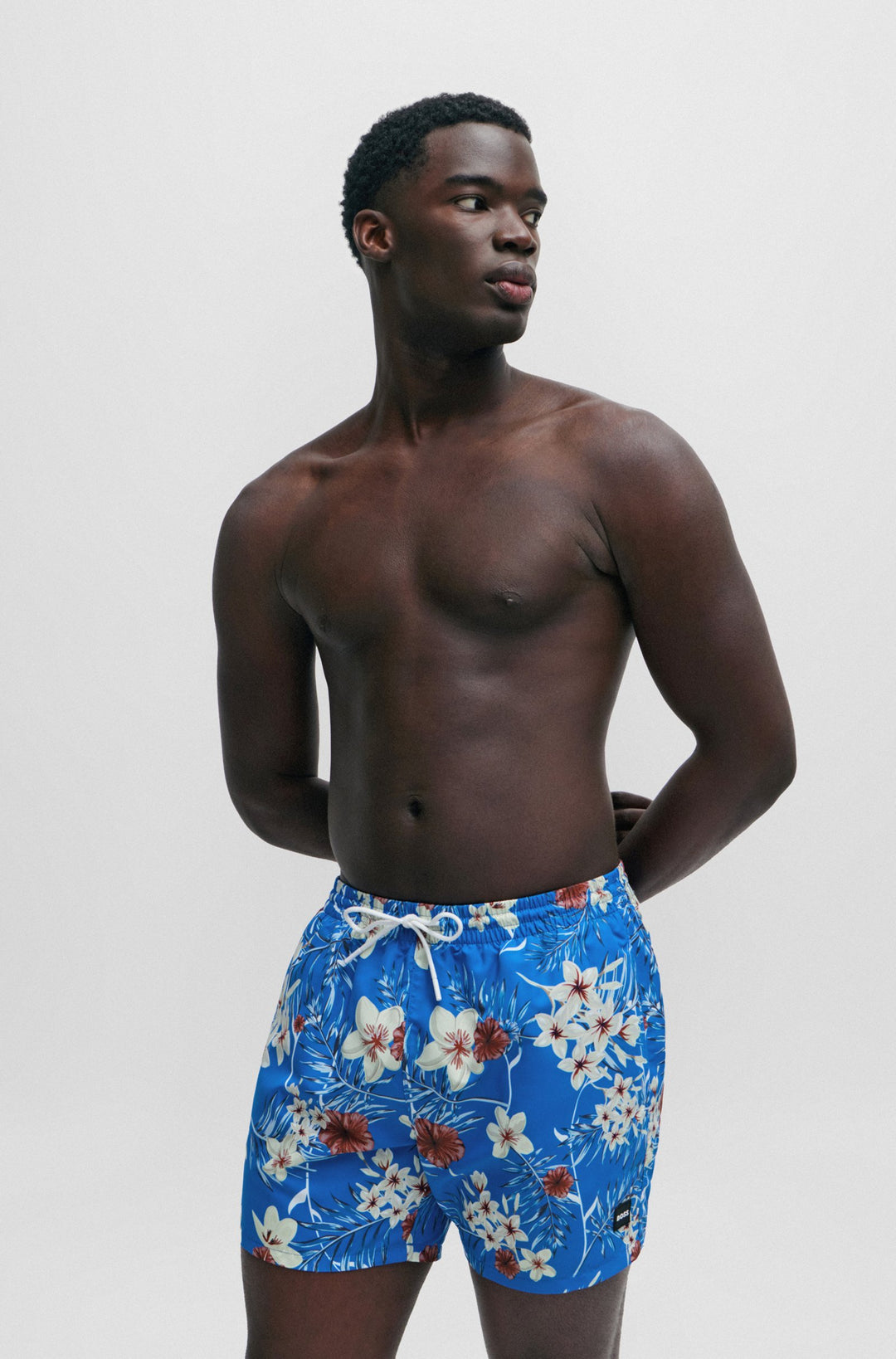 Boss Fully lined swim shorts with seasonal print