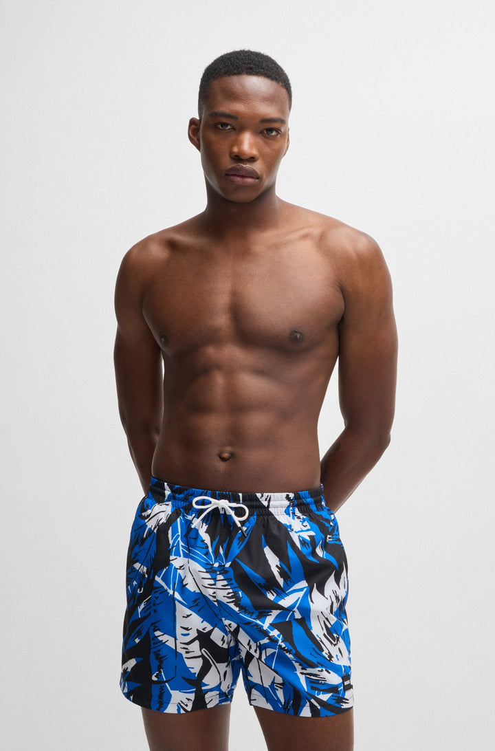 Boss Fully lined swim shorts with seasonal print