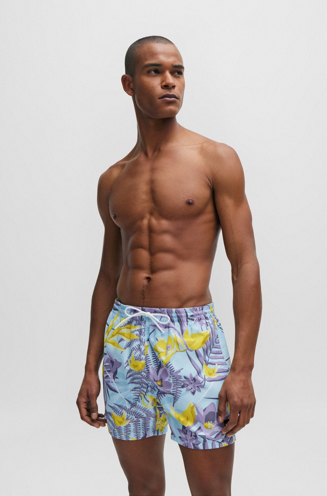 Boss Fully lined swim shorts with seasonal print