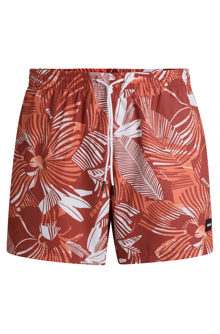 Boss Fully lined swim shorts with seasonal print