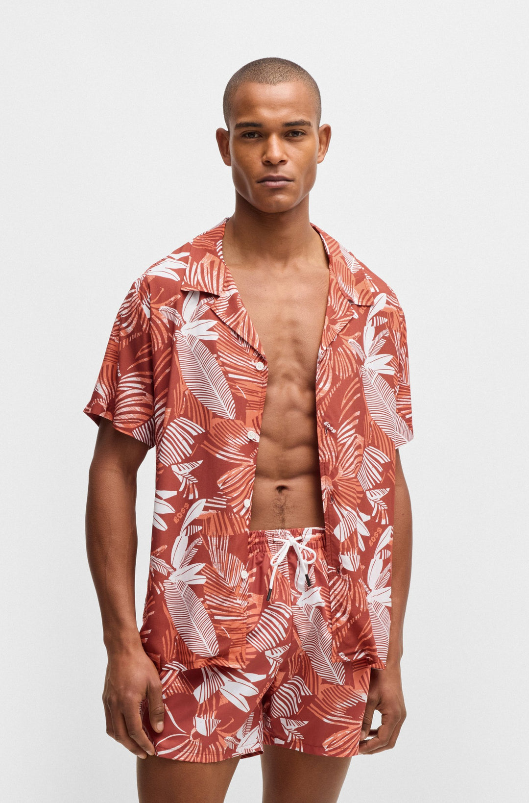 Boss Fully lined swim shorts with seasonal print