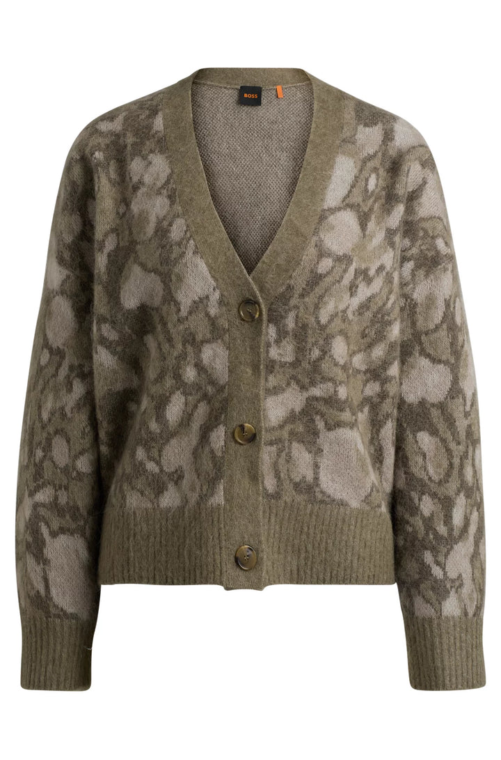 BOSS OVERSIZE-FIT CARDIGAN WITH SIGNATURE PATTERN