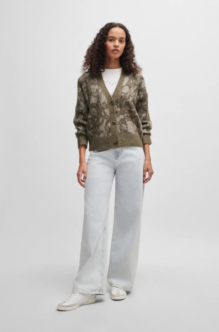 BOSS OVERSIZE-FIT CARDIGAN WITH SIGNATURE PATTERN