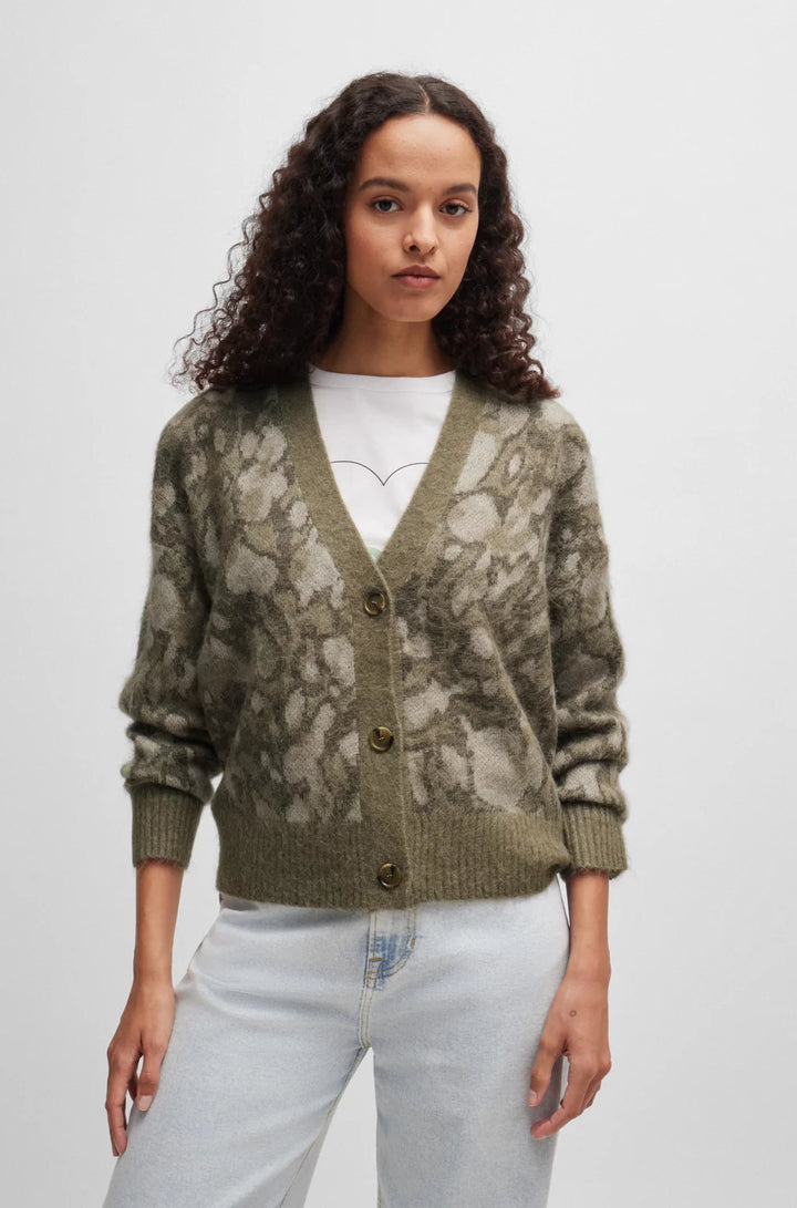 BOSS OVERSIZE-FIT CARDIGAN WITH SIGNATURE PATTERN