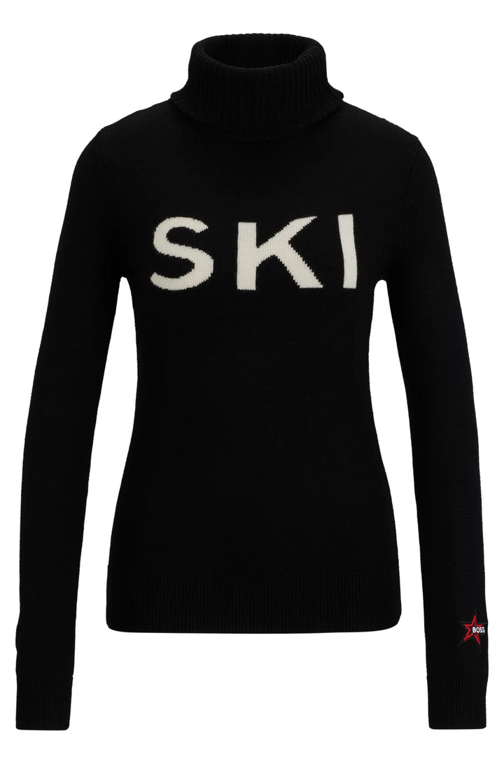 BOSS X PERFECT MOMENT SLOGAN SWEATER IN VIRGIN WOOL