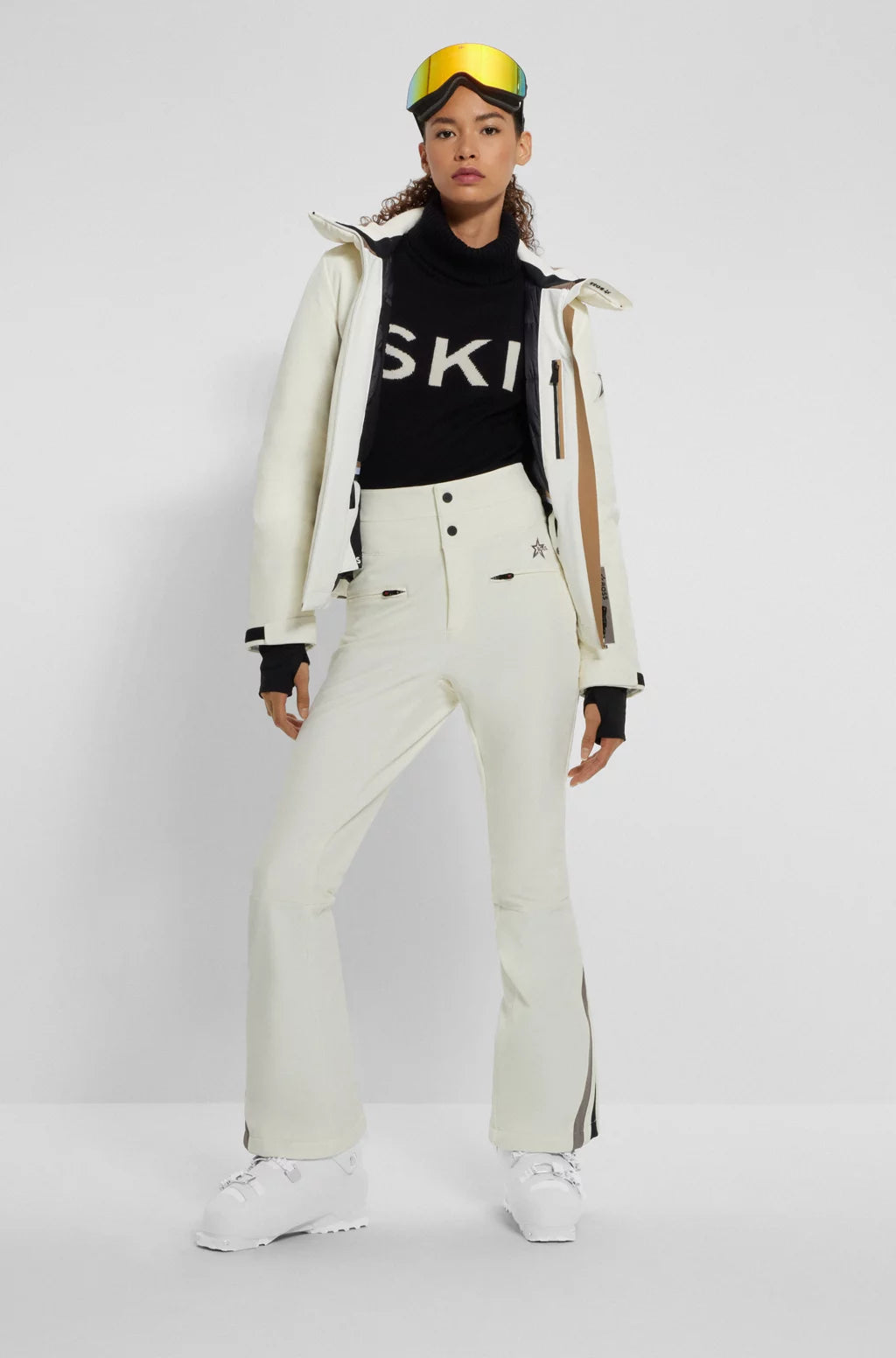 BOSS X PERFECT MOMENT SLOGAN SWEATER IN VIRGIN WOOL