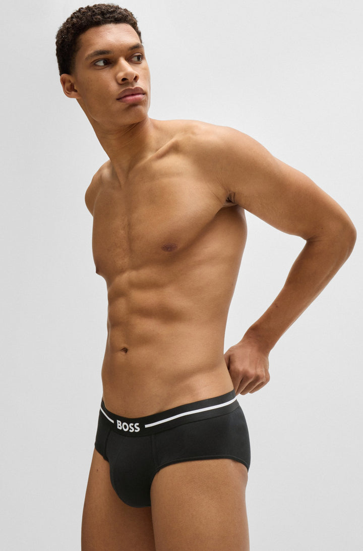 Boss Three-pack of stretch-cotton trunks with logo waistbands