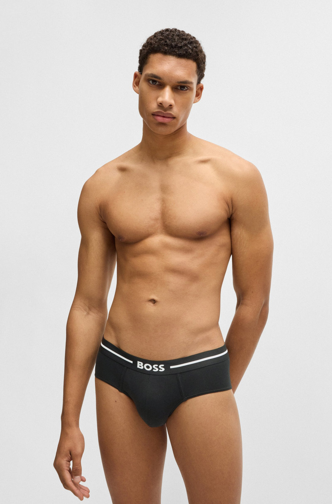 Boss Three-pack of stretch-cotton trunks with logo waistbands