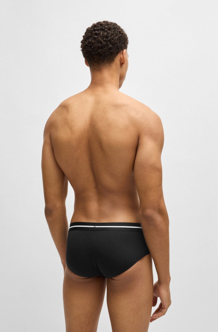 Boss Three-pack of stretch-cotton trunks with logo waistbands