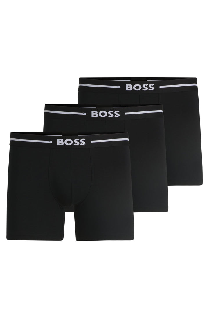 Boss Three-pack of stretch-cotton boxer briefs with logos