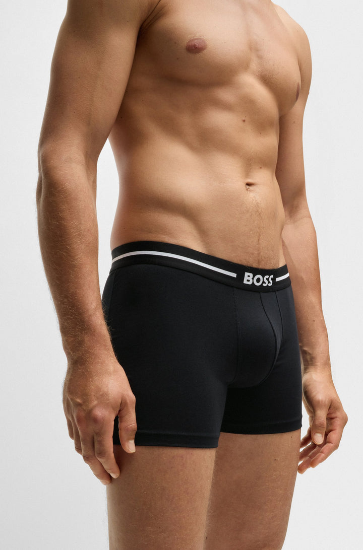 Boss Three-pack of stretch-cotton boxer briefs with logos