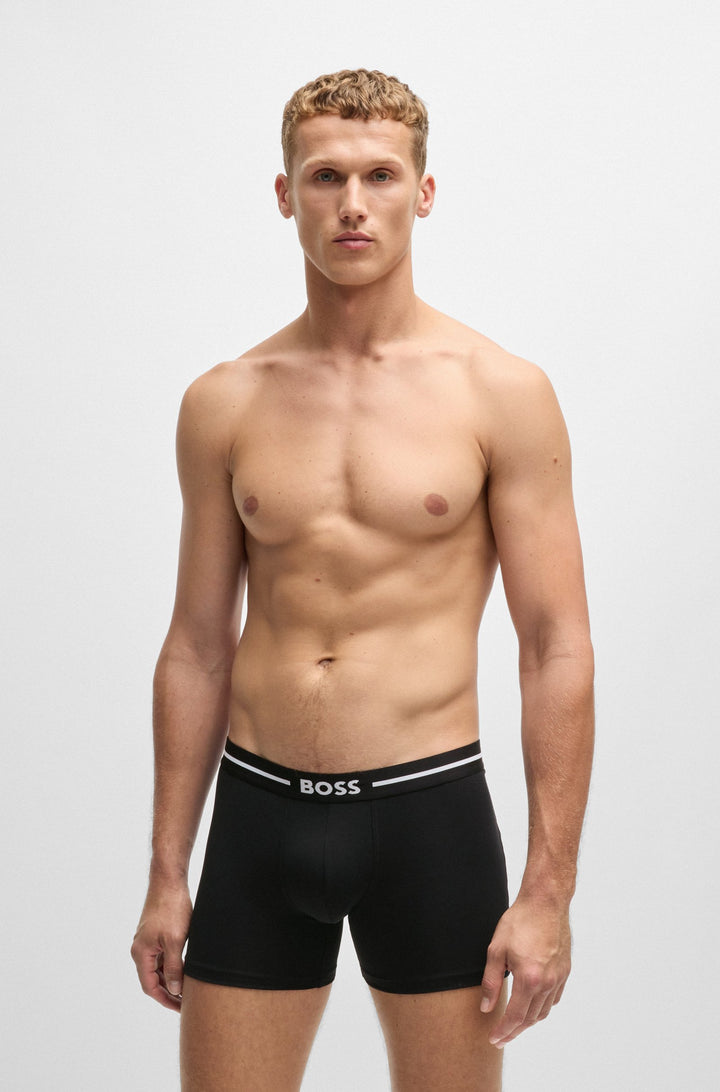 Boss Three-pack of stretch-cotton boxer briefs with logos