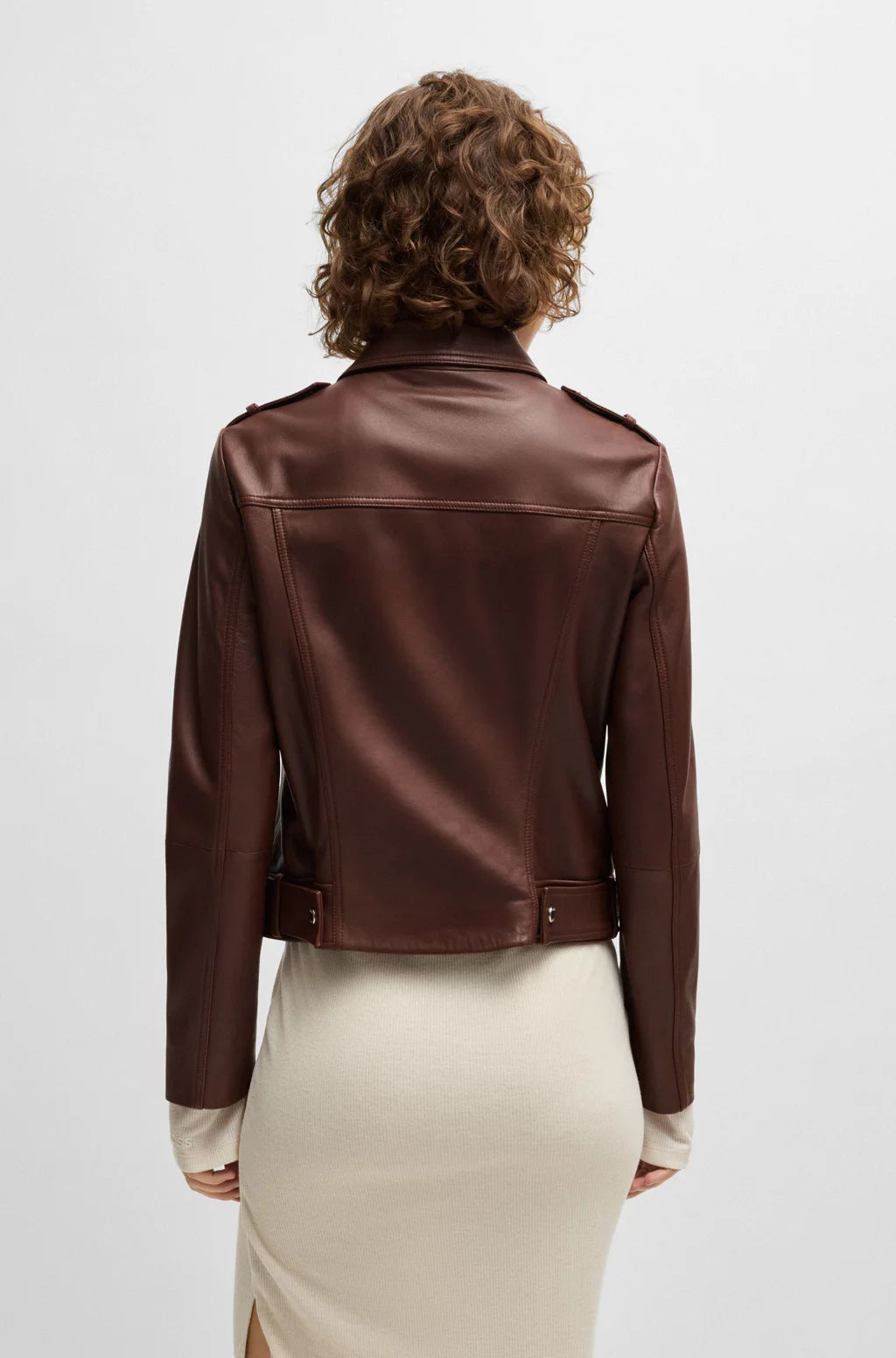 BOSS REGULAR-FIT JACKET IN NAPPA LEATHER WITH BUCKLED BELT