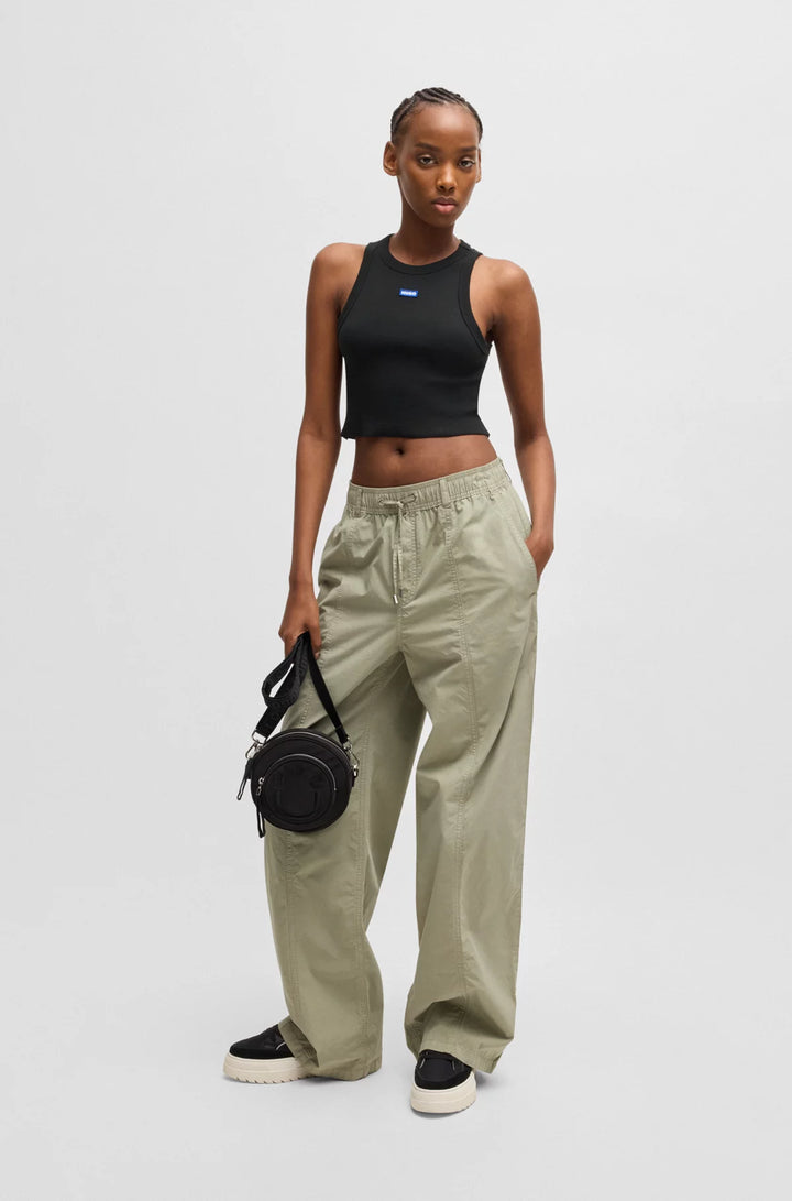 HUGO Tank top in ribbed stretch cotton with logo badge
