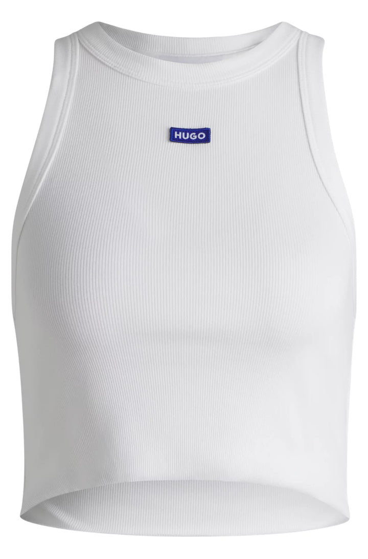 HUGO Tank top in ribbed stretch cotton with logo badge
