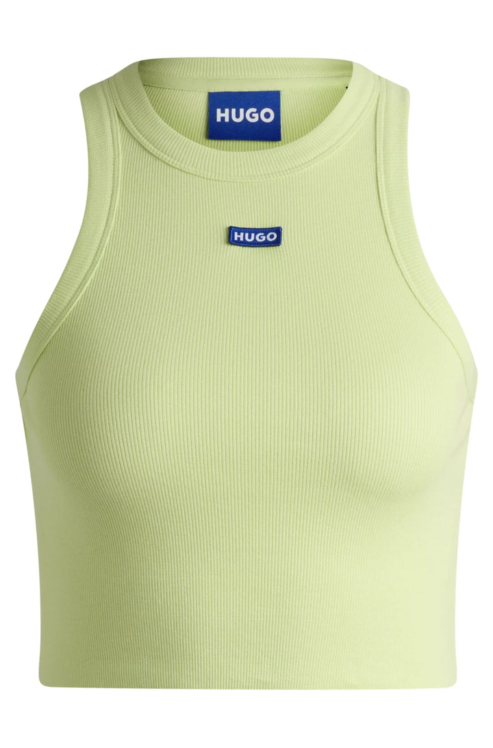 HUGO Tank top in ribbed stretch cotton with logo badge