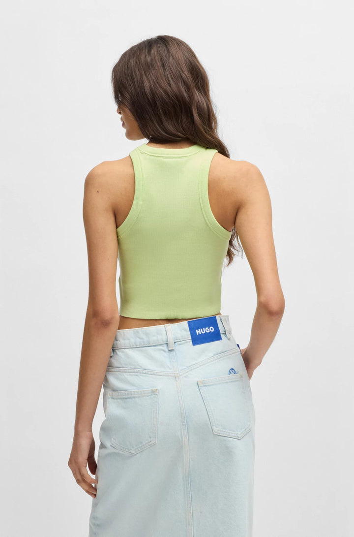 HUGO Tank top in ribbed stretch cotton with logo badge
