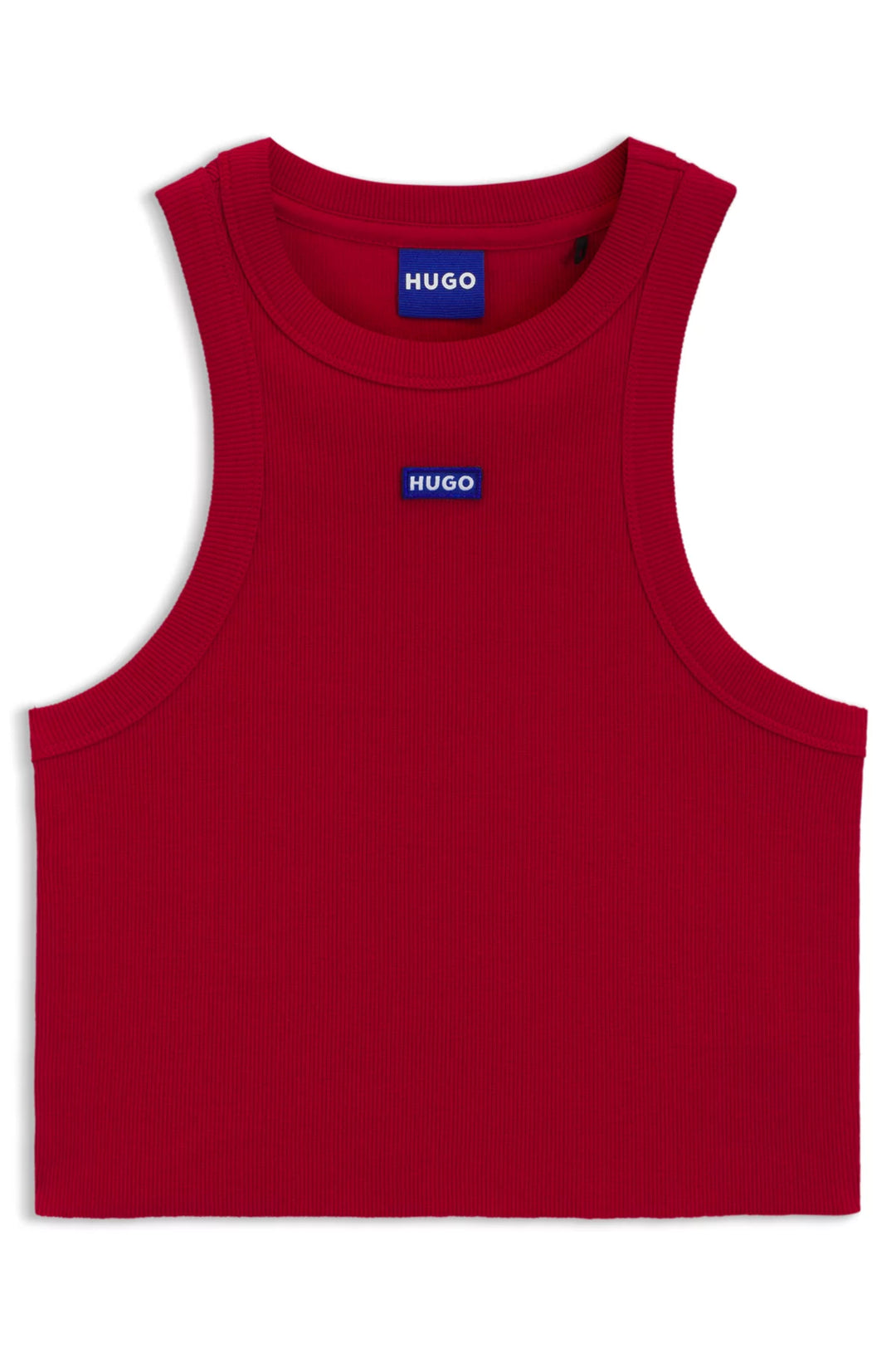 HUGO Tank top in ribbed stretch cotton with logo badge