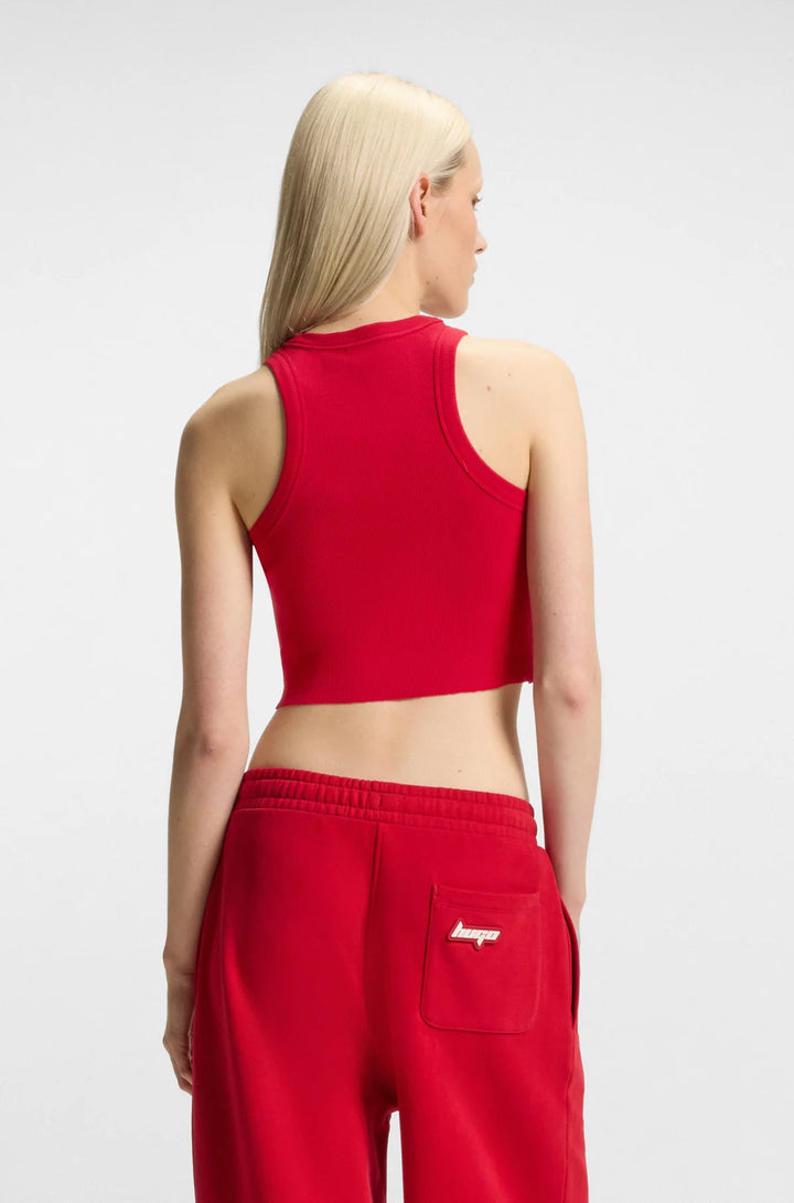 HUGO Tank top in ribbed stretch cotton with logo badge