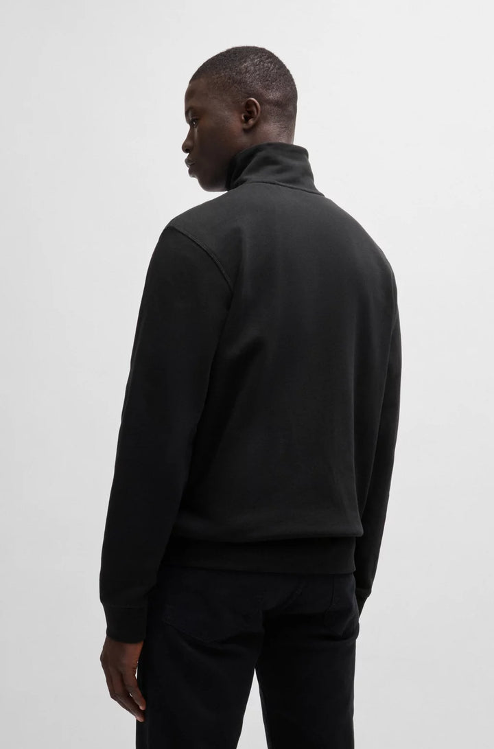 BOSS Zip-up jacket in cotton terry with logo badge