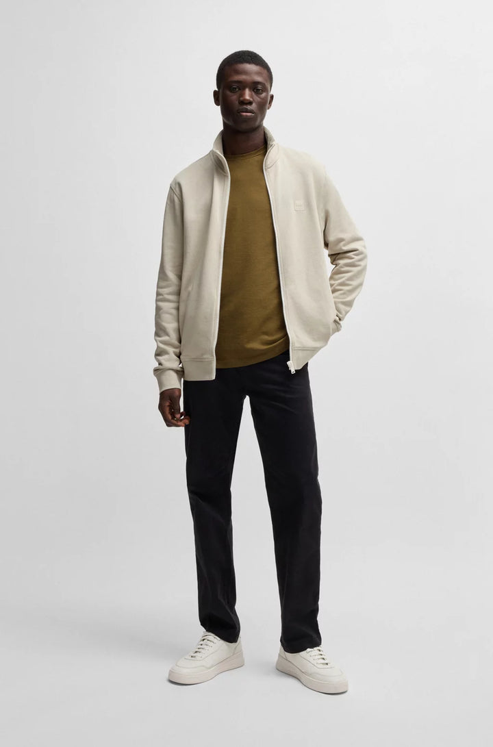 BOSS Zip-up jacket in cotton terry with logo badge
