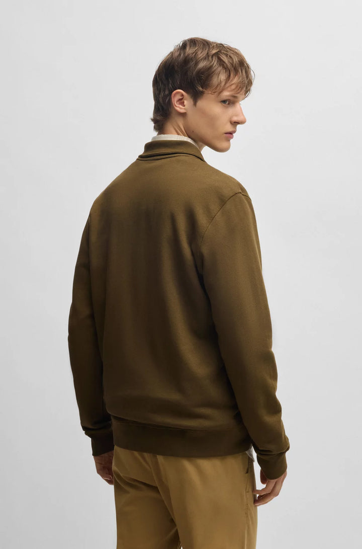 BOSS Zip-up jacket in cotton terry with logo badge