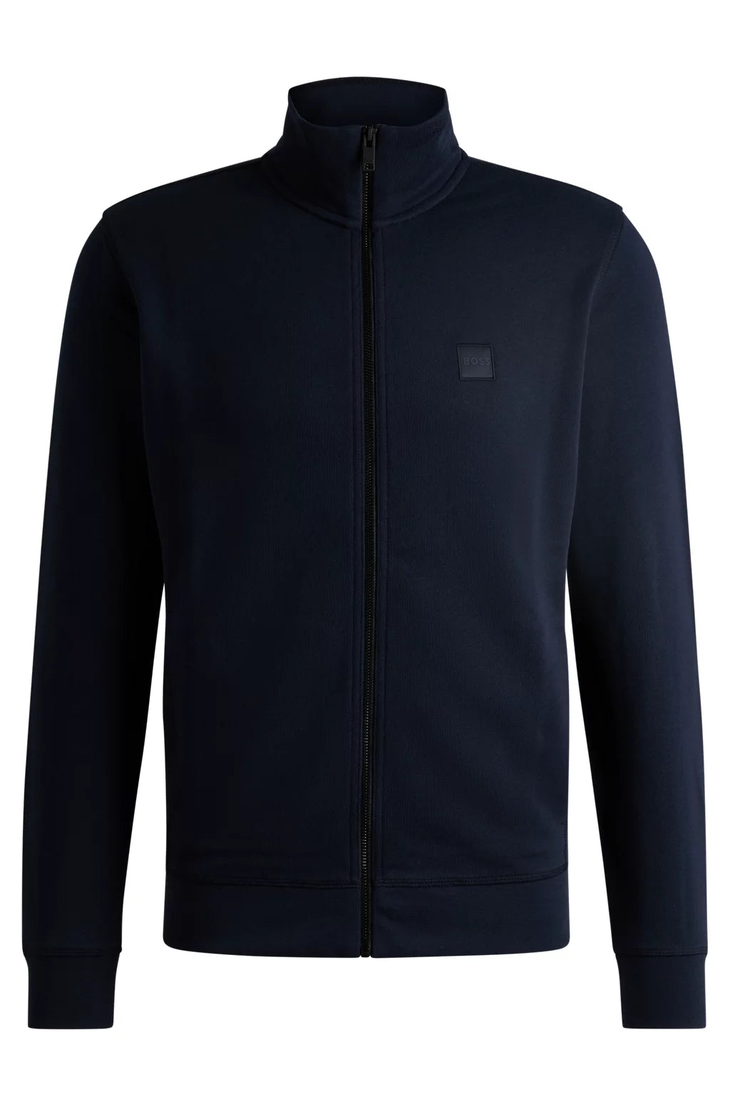 BOSS Zip-up jacket in cotton terry with logo badge