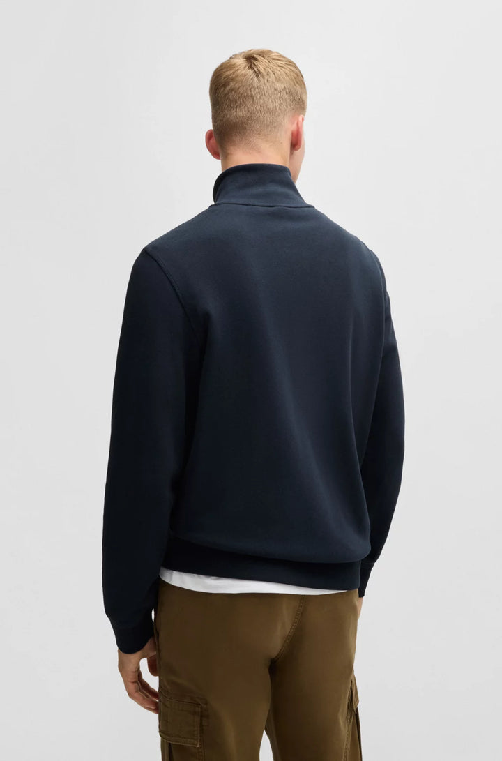BOSS Zip-up jacket in cotton terry with logo badge