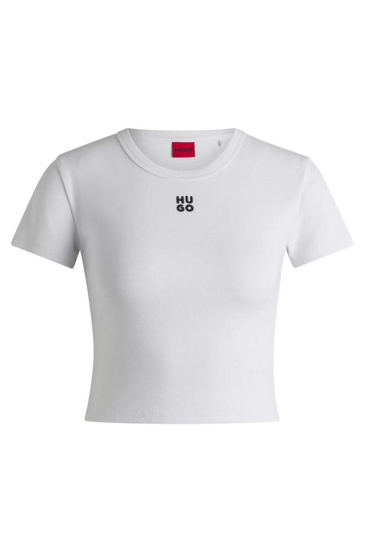HUGO Cropped slim-fit T-shirt with stacked logo